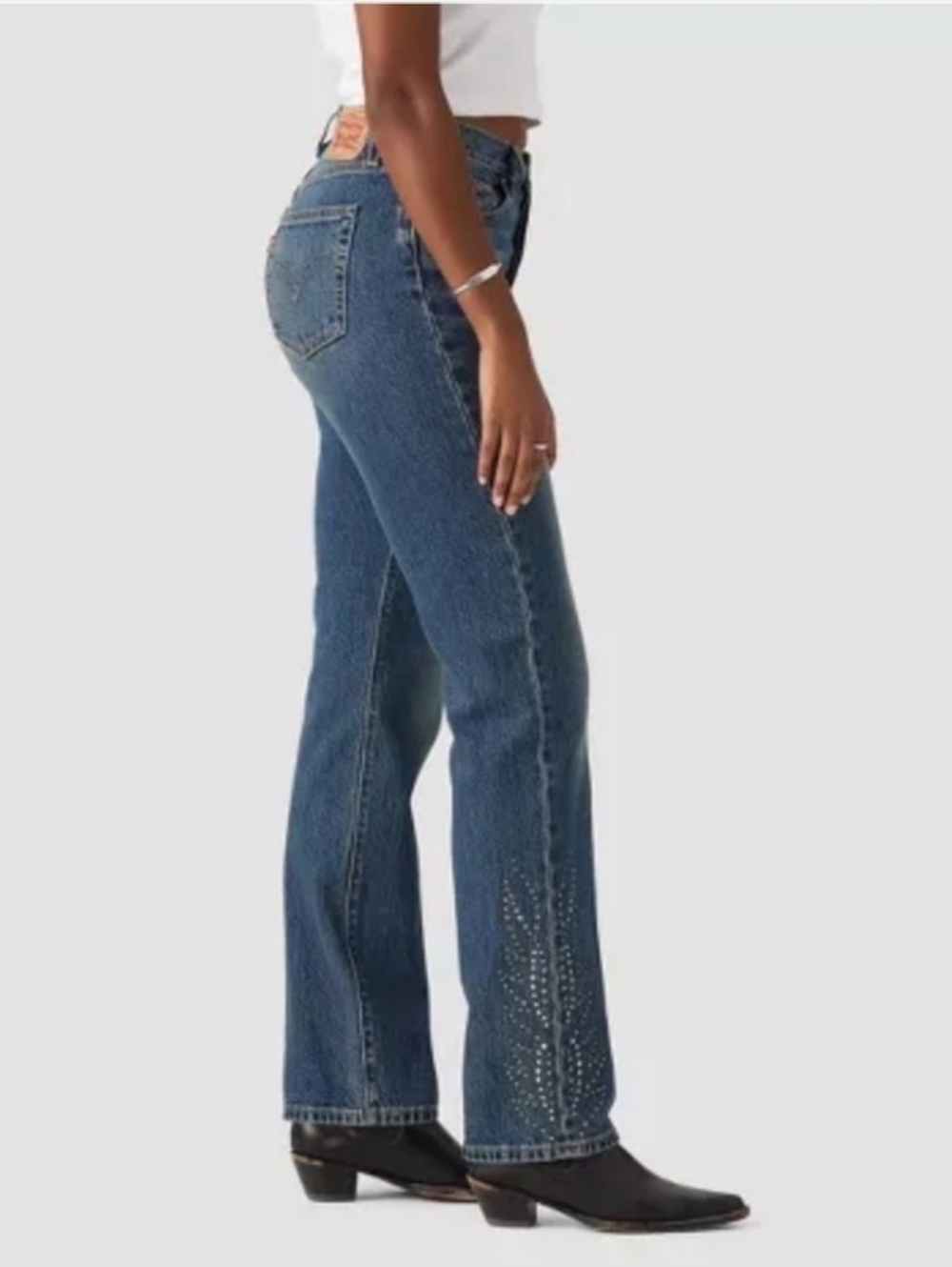 Levis 501 Curve Embellished Straight Leg Button Fly Solargenic Jeans 29